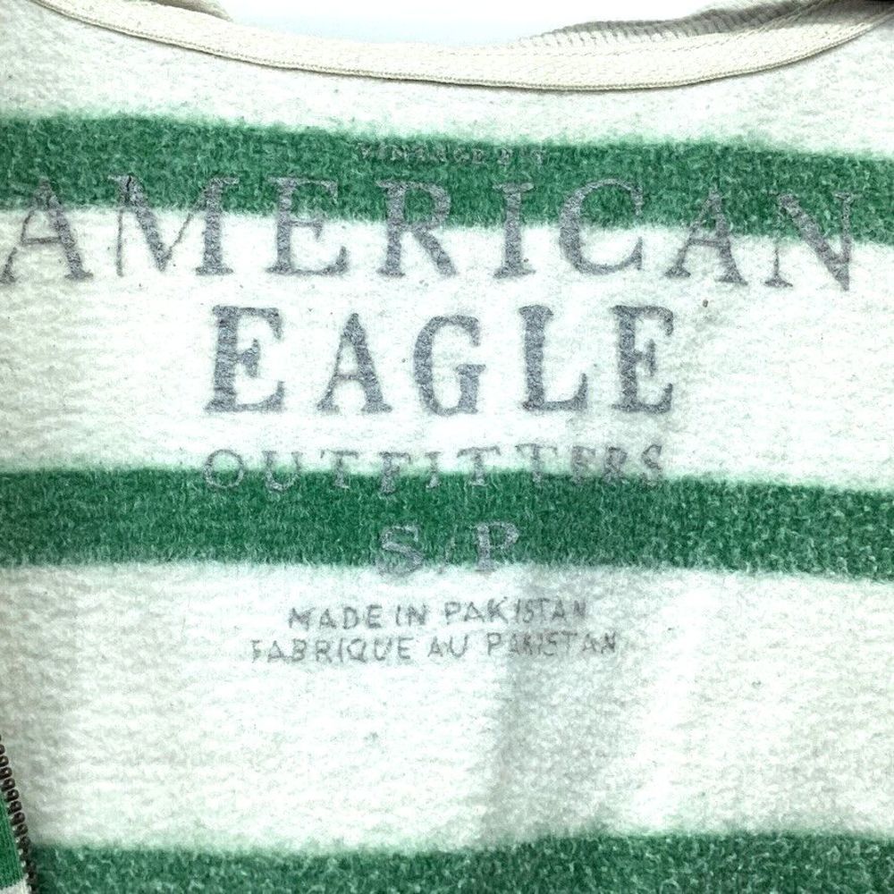 American Eagle Hoodie Women SP Hooded Sweatshirt Sweater Casual White Green - Picture 6 of 8